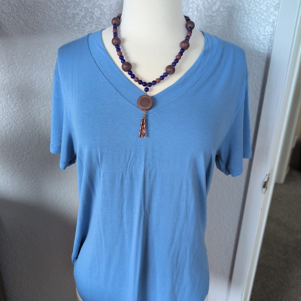 American Eagle Outfitters Sky Blue V-Neck Tee
